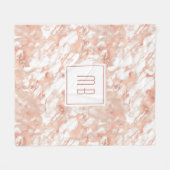 Persoonlijk monogram roze goud wit marmer fleece deken (Voorkant (Horizontaal))