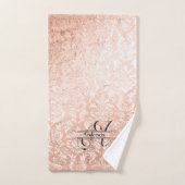 Persoonlijk monogram roze gouden damast bad handdoek (Handdoek)
