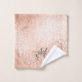 Persoonlijk monogram roze gouden damast bad handdoek (Wasdoekje)