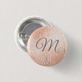 Persoonlijk monogram roze gouden damast ronde button 3,2 cm (Voorkant /achterkant)