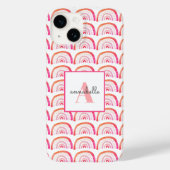 Persoonlijk Monogram Roze Perzik Regenboog Patroon Case-Mate iPhone Case (Achterkant)