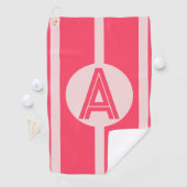 Persoonlijk monogram roze rode streep golfhanddoek (Insitu)