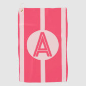 Persoonlijk monogram roze rode streep golfhanddoek (Voorkant)