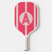 Persoonlijk monogram roze rode streep pickleball paddle (Achterkant)