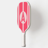 Persoonlijk monogram roze rode streep pickleball paddle (Links)