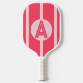 Persoonlijk monogram roze rode streep pickleball paddle (Voorkant)