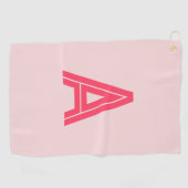 Persoonlijk Monogram Roze Rood Golfhanddoek (Horizontaal)