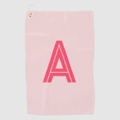 Persoonlijk Monogram Roze Rood Golfhanddoek (Voorkant)