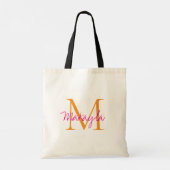 Persoonlijk Monogram Roze Schrift Tote Bag (Achterkant)