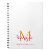 Persoonlijk monogram roze script naam notitieboek (Voorkant)
