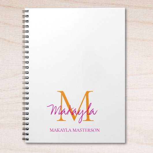Persoonlijk monogram roze script naam notitieboek
