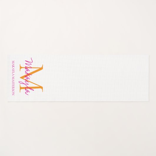 Persoonlijk monogram roze script naam yogamat (Voorkant (horizontaal))