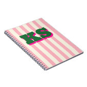 Persoonlijk monogram roze streep, aangepaste initi notitieboek (Rechterzijde)