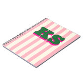 Persoonlijk monogram roze streep, aangepaste initi notitieboek (Linkerzijde)
