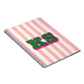 Persoonlijk monogram roze streep, aangepaste initi notitieboek (Rechterzijde)