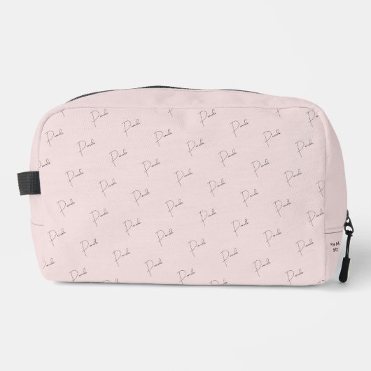 Persoonlijk monogram roze toilettasje (Voorkant)