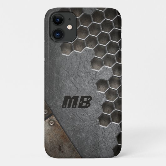 Persoonlijk monogram rustieke grunge mannelijke Case-Mate iPhone case (Achterkant)