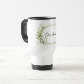 Persoonlijk monogram saliegroen botanisch  reisbeker (Voorkant links)