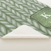 Persoonlijk monogram saliegroen dikke breiprint sherpa deken (3/4)