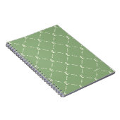 Persoonlijk monogram saliegroen geometrisch patroo notitieboek (Rechterzijde)