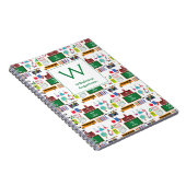 Persoonlijk monogram SCHOOLVAKKEN Wit Groen Notitieboek (Rechterzijde)