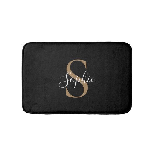 Persoonlijk monogram schrift elegant aangepast badmat (Voorkant)