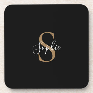 Persoonlijk monogram schrift elegant aangepast bier onderzetter