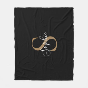 Persoonlijk monogram schrift elegant aangepast fleece deken