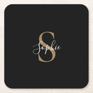 Persoonlijk monogram schrift elegant aangepast kartonnen onderzetters