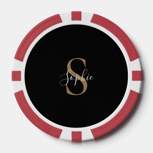 Persoonlijk monogram schrift elegant aangepast poker chips (Voorkant)