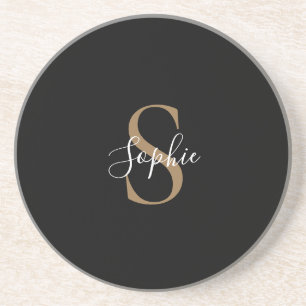 Persoonlijk monogram schrift elegant aangepast zandsteen onderzetter