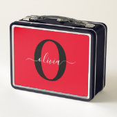 Persoonlijk monogram schrift naam rood zwart wit (Achterkant)