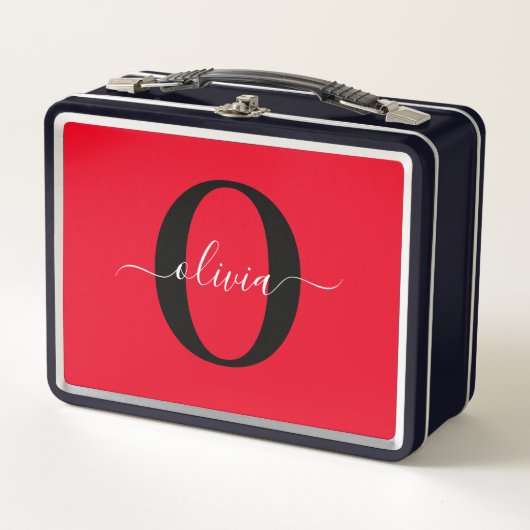 Persoonlijk monogram schrift naam rood zwart wit (Voorkant)