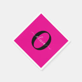 Persoonlijk monogram schrift naam roze zwart wit servet (Hoek)