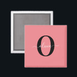 Persoonlijk monogram schrift naam zwart wit roze magneet<br><div class="desc">Dit elegante monogram en stijlvolle schrift naamontwerp kan worden gegeven als cadeau voor een verjaardag, bruiloft, bruidsfeest, jubileum, Moederdag of een andere gelegenheid. Het kan worden gepersonaliseerd met de initialen en naam van de persoon. U kunt het lettertype, de letterkleur, de lettergrootte en de achtergrondkleur wijzigen met behulp van de...</div>