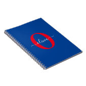 Persoonlijk monogram script naam Blauw Wit Rood Notitieboek (Rechterzijde)