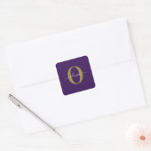 Persoonlijk Monogram Script Naam Paars Wit Goud Vierkante Sticker (Envelop)