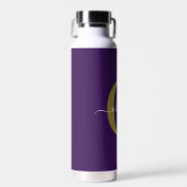 Persoonlijk Monogram Script Naam Paars Wit Goud Waterfles (Voorkant)
