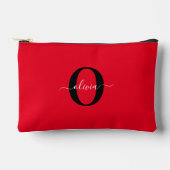 Persoonlijk Monogram Script Naam Rood Zwart Wit Etui (Voorkant)