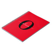 Persoonlijk Monogram Script Naam Rood Zwart Wit Notitieboek (Linkerzijde)