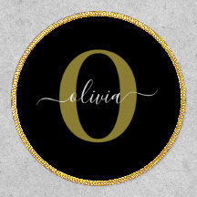 Persoonlijk monogram script naam zwart wit goud