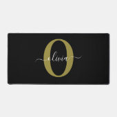 Persoonlijk Monogram Script Naam Zwart Wit Goud Bureaumat (Voorkant)
