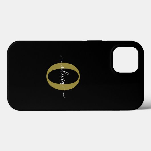 Persoonlijk Monogram Script Naam Zwart Wit Goud Case-Mate iPhone Case (Achterkant (horizontaal))