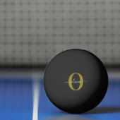 Persoonlijk monogram script naam zwart wit goud pingpongbal (Net)