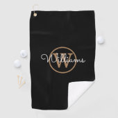 Persoonlijk monogram stijlvol script naam golfhanddoek (Insitu)