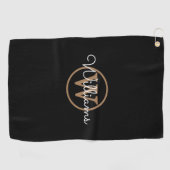 Persoonlijk monogram stijlvol script naam golfhanddoek (Horizontaal)