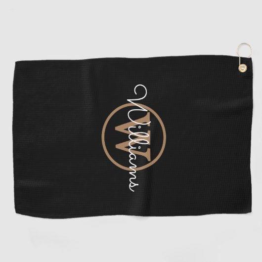 Persoonlijk monogram stijlvol script naam golfhanddoek (Horizontaal)