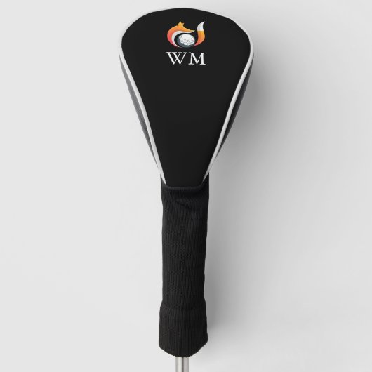 Persoonlijk Monogram Stijlvolle Vos en Bal Golfheadcover (Voorkant)