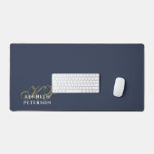 Persoonlijk monogram Stof blauw goud wit Bureaumat (Keyboard & Muis)