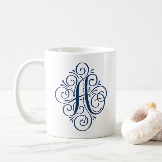 Persoonlijk Monogram Swash Ornament Koffiemok (Met donut)